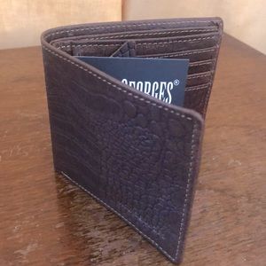 NWT - $75 New Jack Georges Brown Hornback Croco Genuine Full Grain Leather Wal…